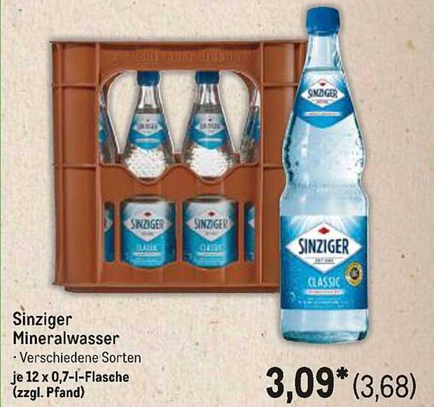 Sinziger Mineralwasser - Verschiedene Sorten