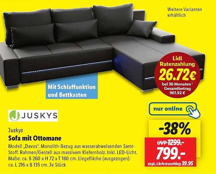 Sofa mit Ottomanen "Davos" von Jusky - jetzt 38% günstiger!