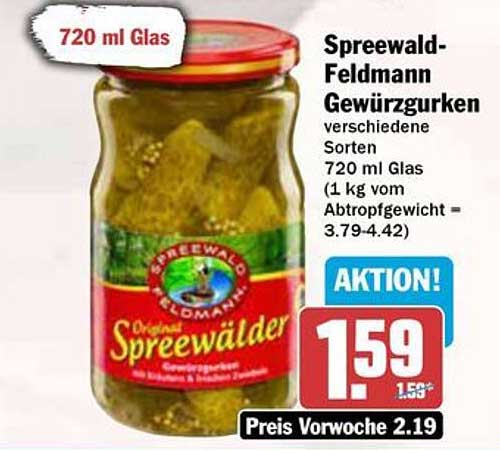Spreewald-Feldmann Gewürzgurken 720 ml Glas