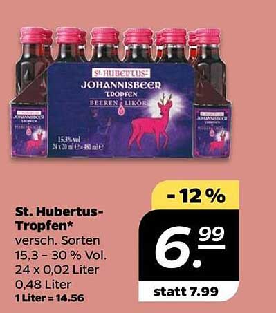 St. Hubertus-Tropfen Johannisbeer Likör - 24 x 0,02 Liter
