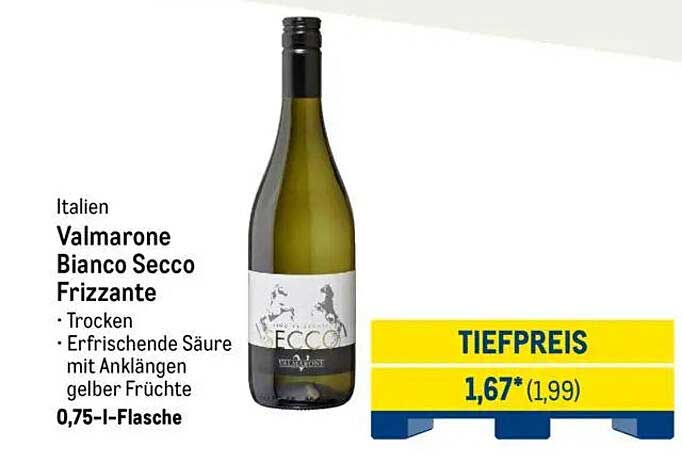 Valmarone Bianco Secco Frizzante 0,75-l-Flasche