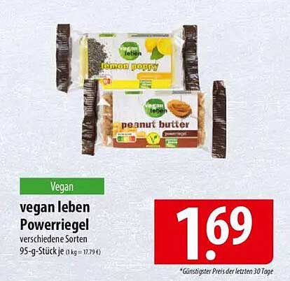 vegan leben Poweriegel verschiedene Sorten