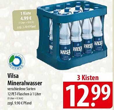 Vilsa Mineralwasser – 3 Kisten zum Hammerpreis von 12,99 €