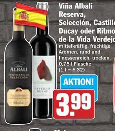 Viña Albali Reserva, Selección, Castillo Ducay oder Ritmo de la Vida Verdejo