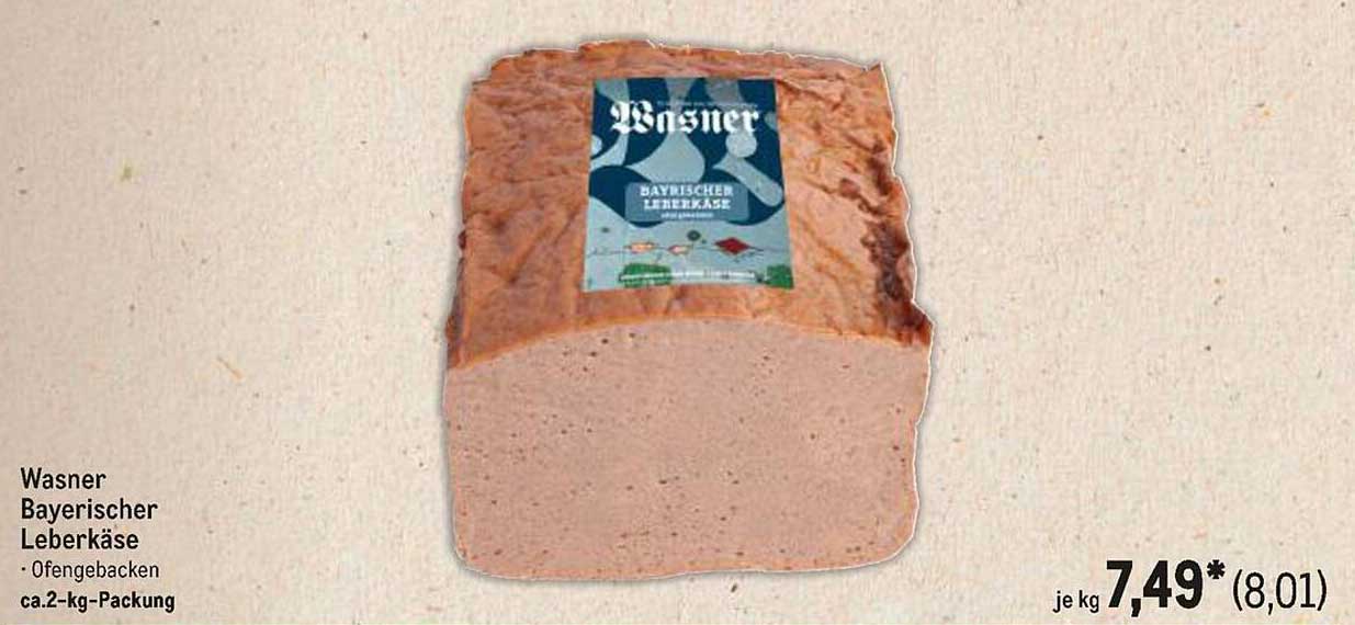 Wasner Bayerischer Leberkäse - Ofengebacken ca. 2-kg-Packung