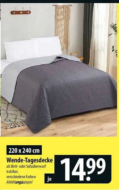 Wende-Tagesdecke 220 x 240 cm als Bett- oder Sofaüberwurf