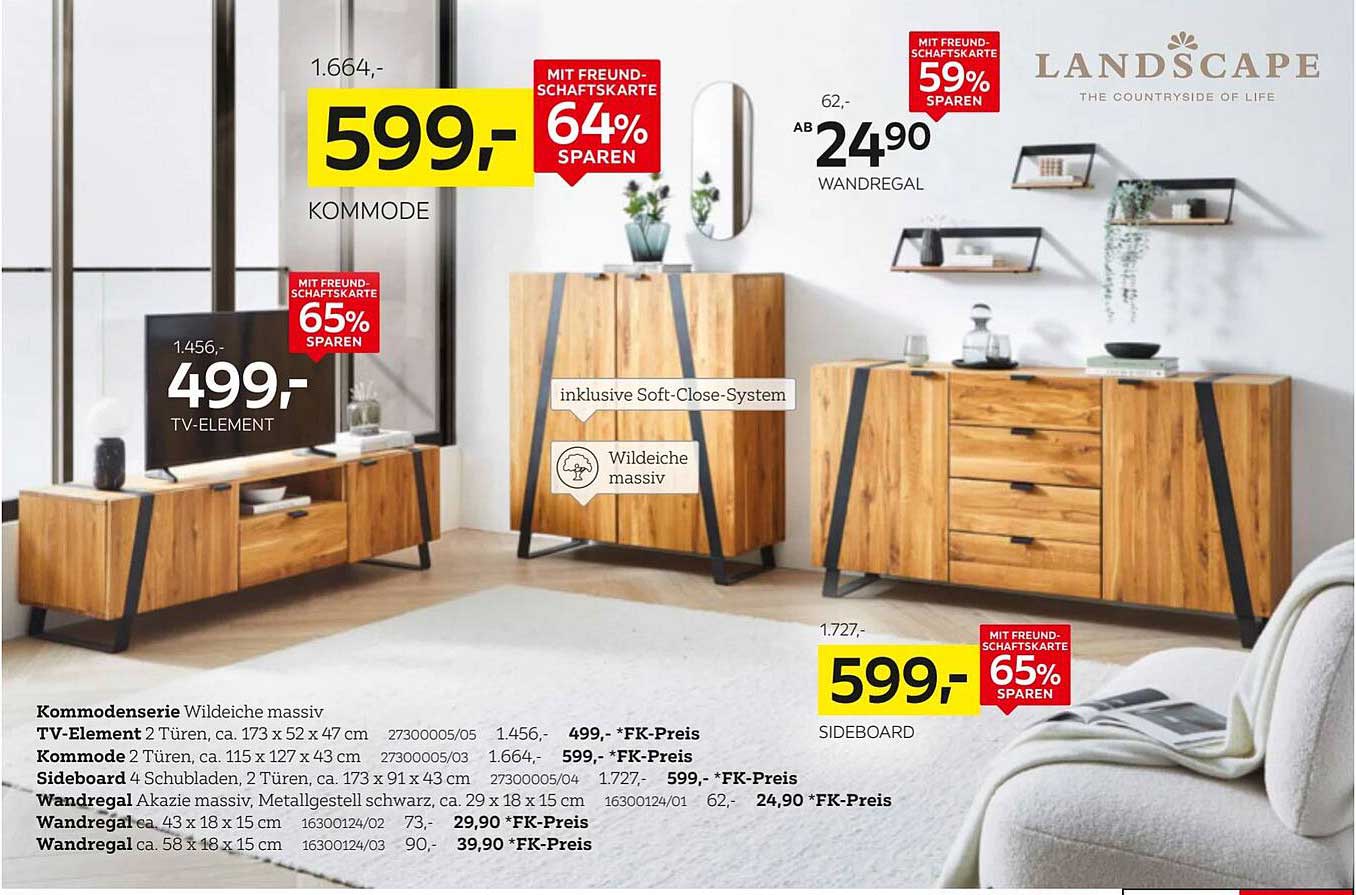 Wildeiche Kommode für 599,- €