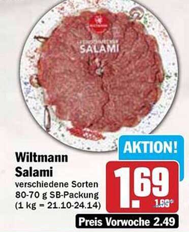 Wiltmann Salami verschiedene Sorten 80-70 g SB-Packung