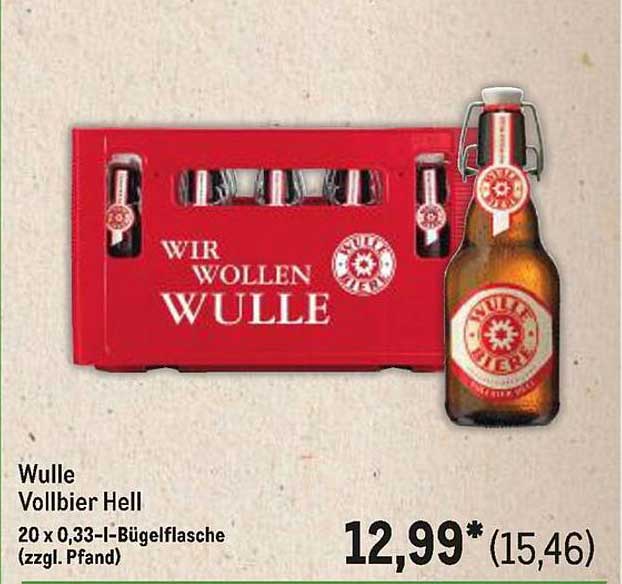 Wulle Vollbier Hell - 20 x 0,33 l Bügelflasche