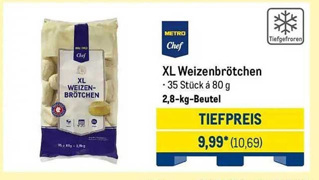 XL Weizenbrötchen – 35 Stück á 80 g im 2,8-kg-Beutel