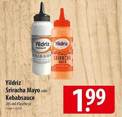 Yildriz Sriracha Mayo oder Kebabsauce 265-ml-Flasche