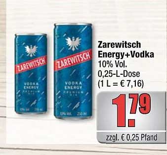 Zarewitsch Energy+Vodka 0,25-L-Dose