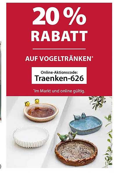 20 % RABATT AUF VOGELTRÄNKEN*