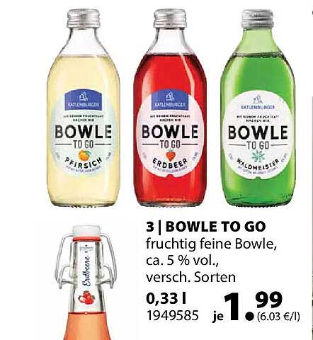 3 | BOWLE TO GO fruchtig feine Bowle, ca. 5 % vol., versch. Sorten