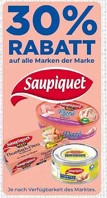 30% RABATT auf alle Marken der Marke Saupiquet