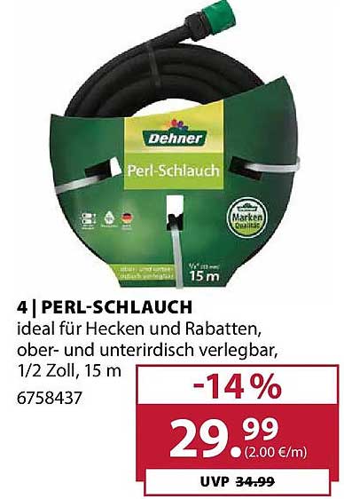 4|PERL-SCHLAUCH ideal für Hecken und Rabatten, ober- und unterirdisch verlegbar, 1/2 Zoll, 15 m 6758437