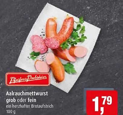 Aalrauchmettwurst grob oder fein ein herzafter Brotaufstrich 100 g
