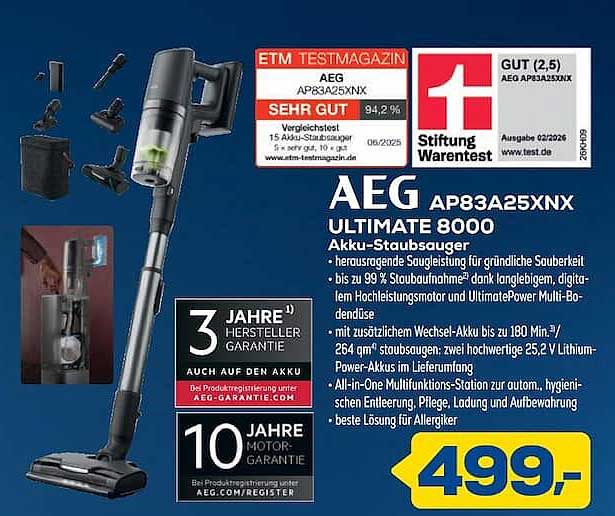AEG AP83A25XNX ULTIMATE 8000 Akku-Staubsauger