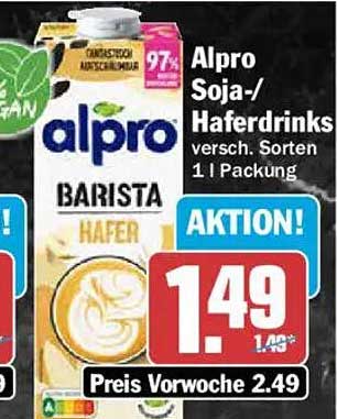 Alpro Soja-/Haferdrinks versch. Sorten 1 l Packung