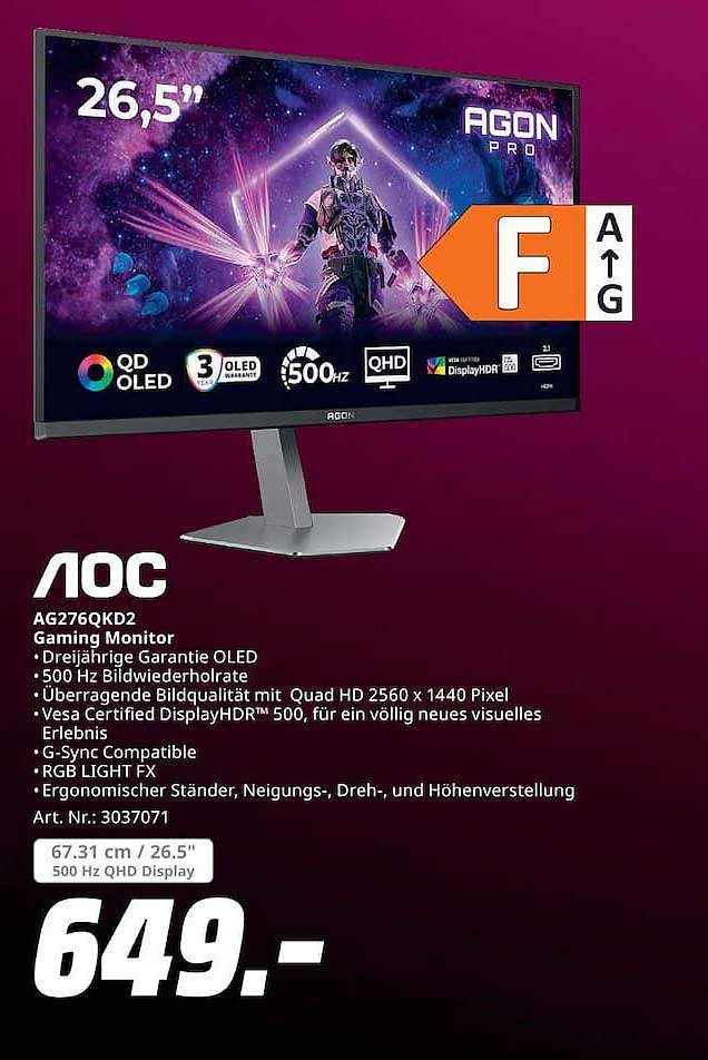 AOC AG276QKD2 Gaming Monitor