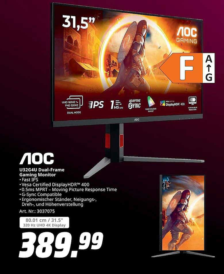 AOC U32G4U Dual-Frame Gaming Monitor