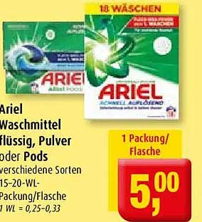 Ariel Waschmittel flüssig, Pulver oder Pods verschiedene Sorten