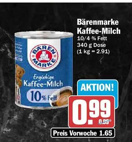 Bärenmarke Kaffee-Milch 10/4 % Fett 340 g Dose