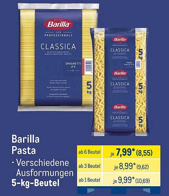 Barilla Pasta • Verschiedene Ausformungen 5-kg-Beutel