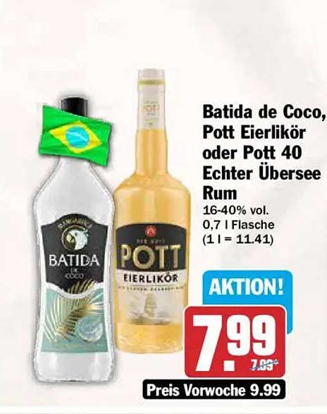 Batida de Coco, Pott Eierlikör oder Pott 40 Echter Übersee Rum