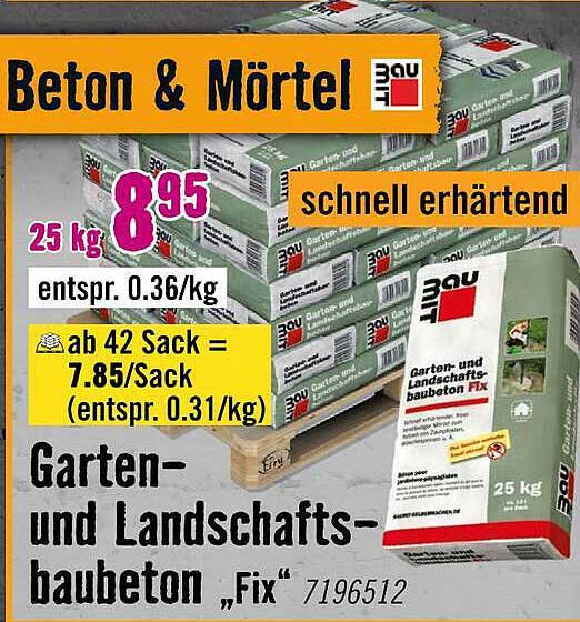 Beton & Mörtel schnell erhärtend Garten- und landschaftsbaubeton „Fix“ 7196512