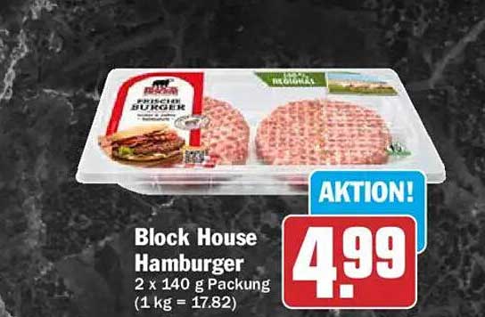Block House Hamburger 2 x 140 g Packung (1 kg = 17.82)
