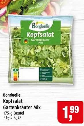 Bonduelle Kopfsalat Gartenkräuter Mix 175-g-Beutel 1 kg = 11,37