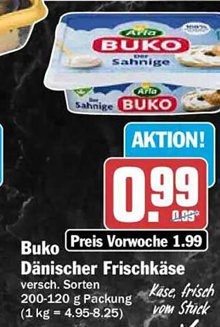 Büko Dänischer Frischkäse versch. Sorten 200-120 g Packung (1 kg = 4.95-8.25)