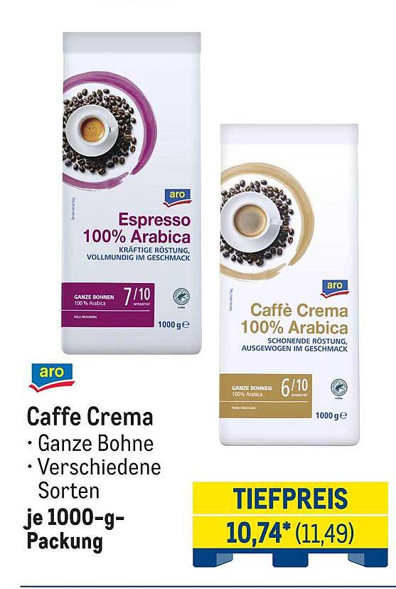 Caffe Crema • Ganze Bohne • Verschiedene Sorten je 1000-g-Packung