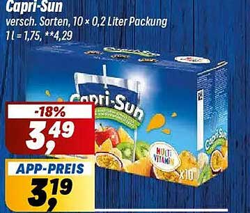 Capri-Sun versch. Sorten, 10 x 0,2 Liter Packung