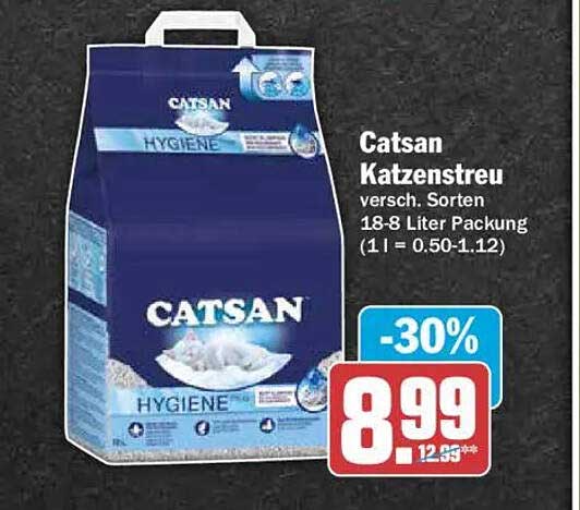 Catsan Katzenstreu versch. Sorten 18-8 Liter Packung (1 l = 0.50-1.12)