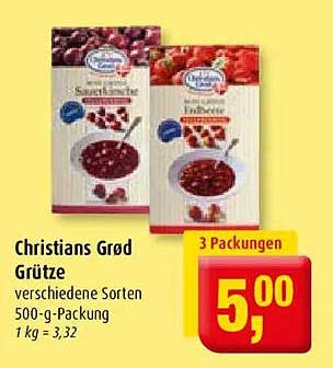Christians Gød Grütze verschiedene Sorten 500 g-Packung 1 kg = 3,32