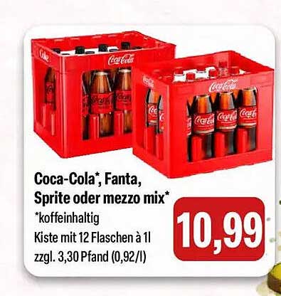 Coca-Cola*, Fanta, Sprite oder mezzo mix*