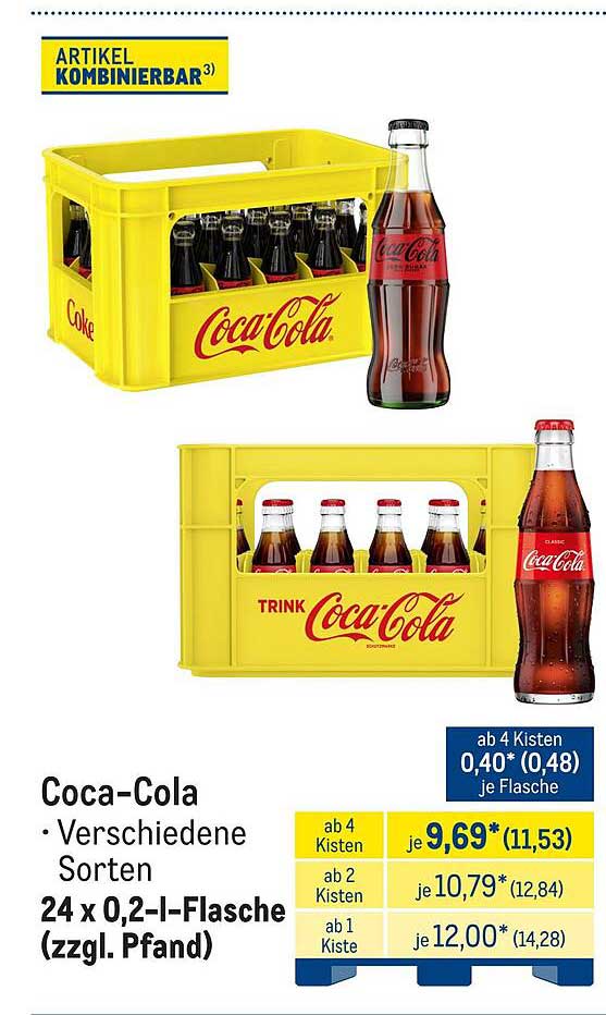 Coca-Cola • Verschiedene Sorten 24 x 0,2-l-Flasche (zzgl. Pfand)