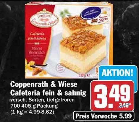Coppenrath & Wiese Cafeteria fein & sahnig versch. Sorten, tiefgefroren 700-405 g Packung (1 kg = 4.99-8.62)