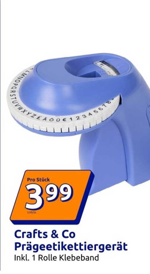 Crafts & Co Prägeetikettiergerät Inkl. 1 Rolle Klebeband