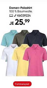 Damen-Poloshirt 100 % Baumwolle K6039224
