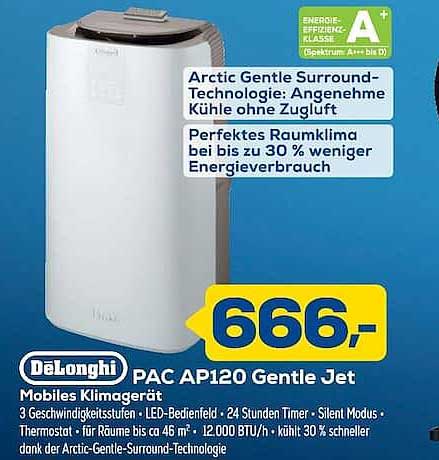 DeLonghi PAC AP120 Gentle Jet Mobiles Klimagerät