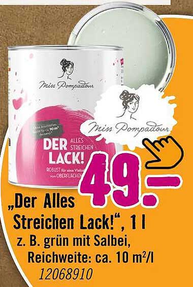 „Der Alles Streichen Lack!“, 1 l z. B. grün mit Salbei, Reichweite: ca. 10 m²/l