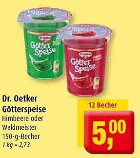 Dr. Oetker Götterspeise Himbeere oder Waldmeister 150-g-Becher 1 kg = 2,73