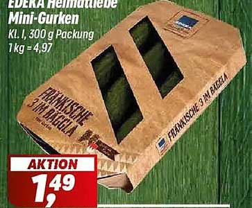 EDEKA Heimatliebe Mini-Gurken, Kl. I, 300 g Packung, 1 kg = 4,97