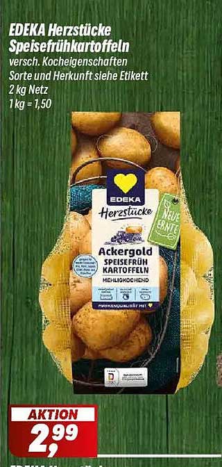 EDEKA Herzstücke Speisefrühkartoffeln vers. Kocheigenschaften