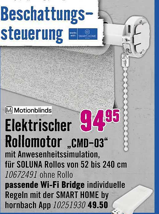 Elektrischer Rollmotor „CMD-03“ mit Anwesenheitssimulation, für SOLUNA Rollos von 52 bis 240 cm