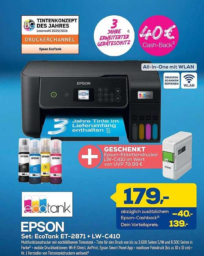EPSON Set: EcoTank ET-2871 + LW-C410