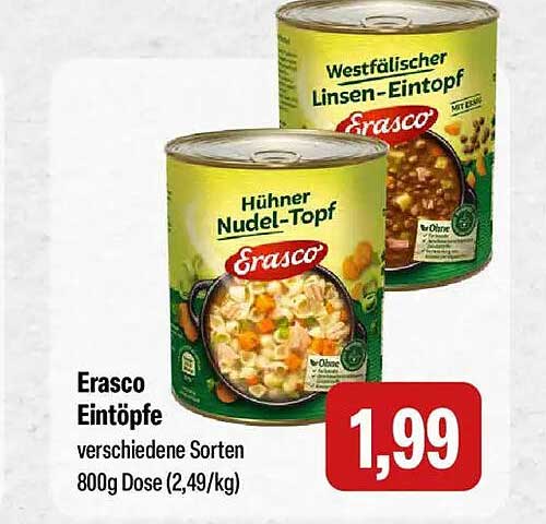 Erasco Eintöpfe verschiedene Sorten 800g Dose (2,49/kg)
